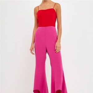 Endless Rose Red and Pink Colorblock Jumpsuit